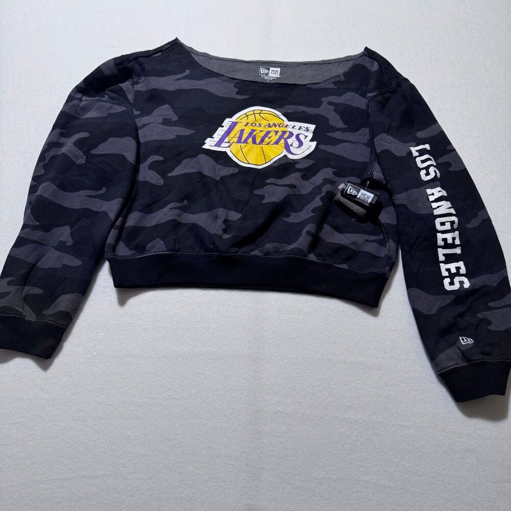 New Era Los Angeles Lakers Camo Cropped Sweatshirt